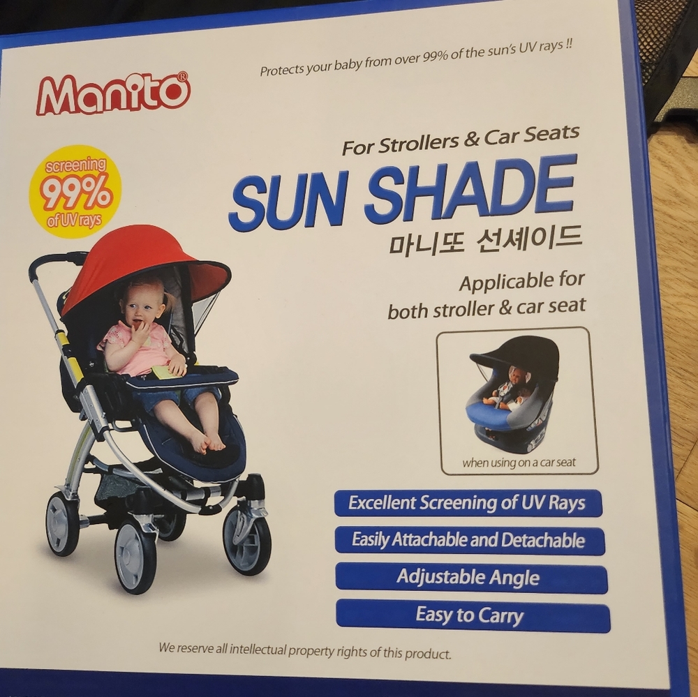 Manito sun shade extender for stroller and car seat
